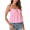 image:imageLYANER Womens Spaghetti Strap Sweetheart Neck Cami Crop Tops Tie Front Camisole Sleeveless Peplum TopPink