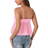 image:imageLYANER Womens Spaghetti Strap Sweetheart Neck Cami Crop Tops Tie Front Camisole Sleeveless Peplum TopPink