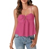 image:imageLYANER Womens Spaghetti Strap Sweetheart Neck Cami Crop Tops Tie Front Camisole Sleeveless Peplum TopRose Red