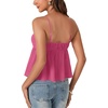 image:imageLYANER Womens Spaghetti Strap Sweetheart Neck Cami Crop Tops Tie Front Camisole Sleeveless Peplum TopRose Red