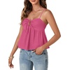 image:imageLYANER Womens Spaghetti Strap Sweetheart Neck Cami Crop Tops Tie Front Camisole Sleeveless Peplum TopRose Red