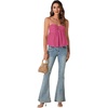 image:imageLYANER Womens Spaghetti Strap Sweetheart Neck Cami Crop Tops Tie Front Camisole Sleeveless Peplum TopRose Red