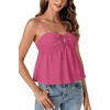 image:imageLYANER Womens Spaghetti Strap Sweetheart Neck Cami Crop Tops Tie Front Camisole Sleeveless Peplum TopRose Red