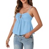 image:imageLYANER Womens Spaghetti Strap Sweetheart Neck Cami Crop Tops Tie Front Camisole Sleeveless Peplum TopSky Blue
