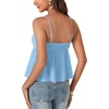 image:imageLYANER Womens Spaghetti Strap Sweetheart Neck Cami Crop Tops Tie Front Camisole Sleeveless Peplum TopSky Blue