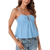image:imageLYANER Womens Spaghetti Strap Sweetheart Neck Cami Crop Tops Tie Front Camisole Sleeveless Peplum TopSky Blue