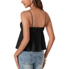 image:imageLYANER Womens Spaghetti Strap Sweetheart Neck Cami Crop Tops Tie Front Camisole Sleeveless Peplum TopSolid Black