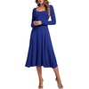 image:imageLYANER Womens Square Neck Long Sleeve Empire Waist A Line Flare Solid Midi DressRoyal Blue