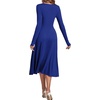 image:imageLYANER Womens Square Neck Long Sleeve Empire Waist A Line Flare Solid Midi DressRoyal Blue