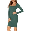 image:imageLYANER Womens Square Neck Long Sleeve Fall Elastic Knee Length Bodycon Bodice Mini DressDark Green
