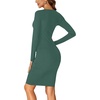 image:imageLYANER Womens Square Neck Long Sleeve Fall Elastic Knee Length Bodycon Bodice Mini DressDark Green