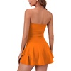 image:imageLYANER Womens Strapless Tube Tiered Ruffle Romper Dress Sleeveless Mini Flared Shorts JumpsuitOrange