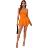 image:imageLYANER Womens Strapless Tube Tiered Ruffle Romper Dress Sleeveless Mini Flared Shorts JumpsuitOrange