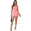 image:imageLYANER Womens Strapless Tube Tiered Ruffle Romper Dress Sleeveless Mini Flared Shorts JumpsuitPink