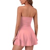 image:imageLYANER Womens Strapless Tube Tiered Ruffle Romper Dress Sleeveless Mini Flared Shorts JumpsuitPink