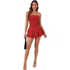 image:imageLYANER Womens Strapless Tube Tiered Ruffle Romper Dress Sleeveless Mini Flared Shorts JumpsuitRed