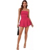 image:imageLYANER Womens Strapless Tube Tiered Ruffle Romper Dress Sleeveless Mini Flared Shorts JumpsuitRose