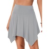image:imageLYANER Womens Stretchy High Waist Asymmetrical Ruffle Hem Flowy Mini SkirtGray