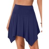 image:imageLYANER Womens Stretchy High Waist Asymmetrical Ruffle Hem Flowy Mini SkirtNavy Blue