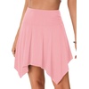 image:imageLYANER Womens Stretchy High Waist Asymmetrical Ruffle Hem Flowy Mini SkirtPink