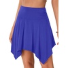 image:imageLYANER Womens Stretchy High Waist Asymmetrical Ruffle Hem Flowy Mini SkirtRoyal Blue