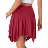 image:imageLYANER Womens Stretchy High Waist Asymmetrical Ruffle Hem Flowy Mini SkirtWine Red