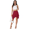 image:imageLYANER Womens Stretchy High Waist Asymmetrical Ruffle Hem Flowy Mini SkirtWine Red