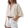 image:imageLYANER Womens Striped Collared Button Down 34 Sleeve Loose Fit Dressy Casual BlouseYellow