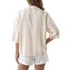 image:imageLYANER Womens Striped Collared Button Down 34 Sleeve Loose Fit Dressy Casual BlouseYellow