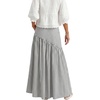 image:imageLYANER Womens Striped High Waisted Ruched Ruffle Flowy A Line Boho Maxi SkirtsBlack