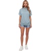image:imageLYANER Womens Summer High Mock Neck Batwing Short Sleeve Shirt Top Asymmetric Hem Casual BlouseLight Blue