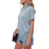 image:imageLYANER Womens Summer High Mock Neck Batwing Short Sleeve Shirt Top Asymmetric Hem Casual BlouseLight Blue