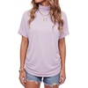 image:imageLYANER Womens Summer High Mock Neck Batwing Short Sleeve Shirt Top Asymmetric Hem Casual BlouseLight Purple