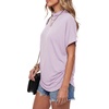 image:imageLYANER Womens Summer High Mock Neck Batwing Short Sleeve Shirt Top Asymmetric Hem Casual BlouseLight Purple