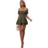 image:imageLYANER Womens Summer Off The Shoulder Wrap Tie Back Short Sleeve Ruffle Romper Dress Short JumpsuitArmy Green