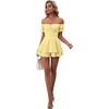 image:imageLYANER Womens Summer Off The Shoulder Wrap Tie Back Short Sleeve Ruffle Romper Dress Short JumpsuitBaby Yellow