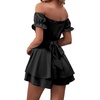 image:imageLYANER Womens Summer Off The Shoulder Wrap Tie Back Short Sleeve Ruffle Romper Dress Short JumpsuitBlack