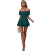image:imageLYANER Womens Summer Off The Shoulder Wrap Tie Back Short Sleeve Ruffle Romper Dress Short JumpsuitDeep Teal Green