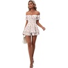 image:imageLYANER Womens Summer Off The Shoulder Wrap Tie Back Short Sleeve Ruffle Romper Dress Short JumpsuitFloral Pink