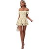 image:imageLYANER Womens Summer Off The Shoulder Wrap Tie Back Short Sleeve Ruffle Romper Dress Short JumpsuitFloral Yellow