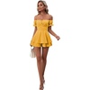 image:imageLYANER Womens Summer Off The Shoulder Wrap Tie Back Short Sleeve Ruffle Romper Dress Short JumpsuitGinger