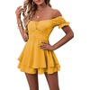 image:imageLYANER Womens Summer Off The Shoulder Wrap Tie Back Short Sleeve Ruffle Romper Dress Short JumpsuitGinger