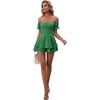 image:imageLYANER Womens Summer Off The Shoulder Wrap Tie Back Short Sleeve Ruffle Romper Dress Short JumpsuitGreen