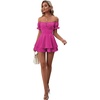 image:imageLYANER Womens Summer Off The Shoulder Wrap Tie Back Short Sleeve Ruffle Romper Dress Short JumpsuitHot Pink