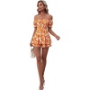 image:imageLYANER Womens Summer Off The Shoulder Wrap Tie Back Short Sleeve Ruffle Romper Dress Short JumpsuitTangerine Lily