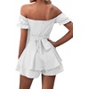 image:imageLYANER Womens Summer Off The Shoulder Wrap Tie Back Short Sleeve Ruffle Romper Dress Short JumpsuitWhite