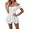 image:imageLYANER Womens Summer Off The Shoulder Wrap Tie Back Short Sleeve Ruffle Romper Dress Short JumpsuitWhite