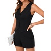 image:imageLYANER Womens Summer Rompers Dressy V Neck Sleeveless Slim Fit Blazer Vest Shorts Jumpsuit Trendy One Piece OutfitsBlack