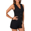 image:imageLYANER Womens Summer Rompers Dressy V Neck Sleeveless Slim Fit Blazer Vest Shorts Jumpsuit Trendy One Piece OutfitsBlack