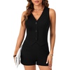 image:imageLYANER Womens Summer Rompers Dressy V Neck Sleeveless Slim Fit Blazer Vest Shorts Jumpsuit Trendy One Piece OutfitsBlack01